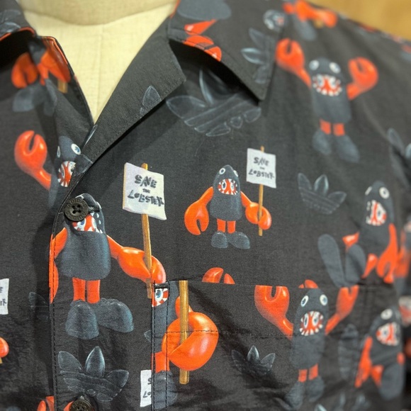 Adidas x Philip Colbert “Save The Lobster” Collaboration Button-Down Shirt Large - Picture 7 of 13